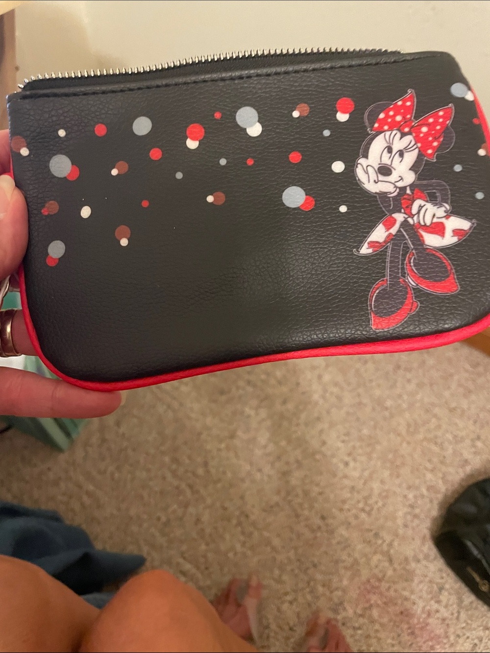 Minnie Mouse Black and Red Zip Pouch